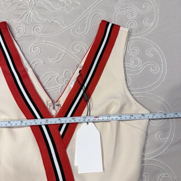 English Factory Size Small Ivory Mini Dress Sleeveless Varsity Retro Preppy - Picture 11 of 12
